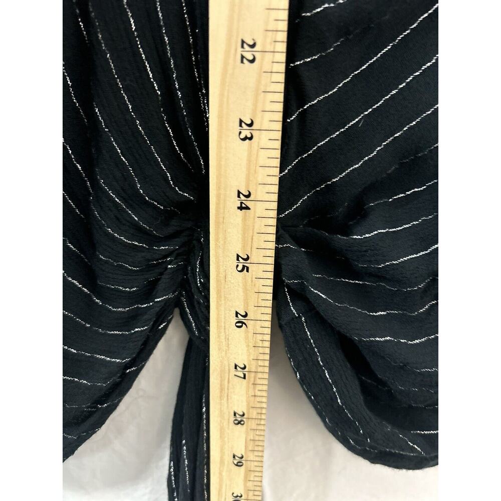 Juicy Couture Tie Waist Long Flowy Bell Sleeve Black Silver Stripes Witchy Sz L - Picture 7 of 9